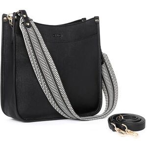 Black Shoulder Bag with Patterned Strap✨